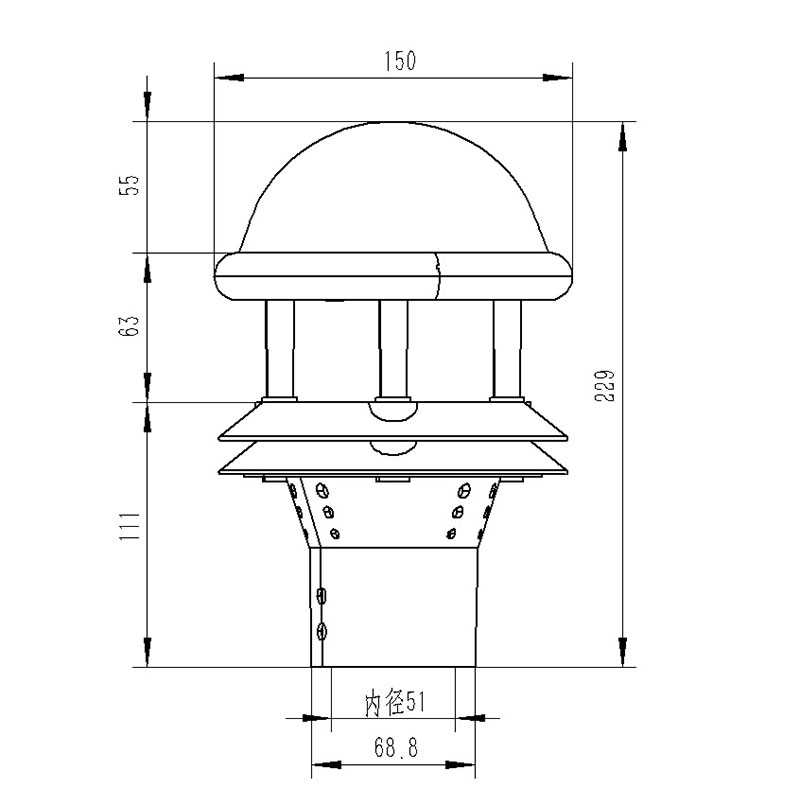 光電雨量計(jì)產(chǎn)品尺寸圖