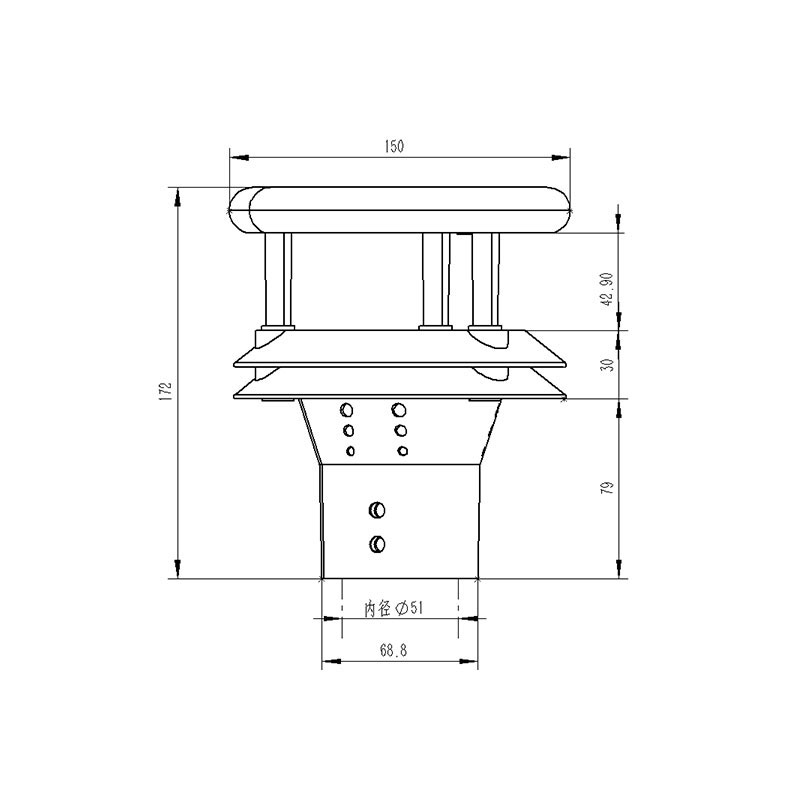 超聲波風(fēng)速風(fēng)向變送器產(chǎn)品尺寸圖