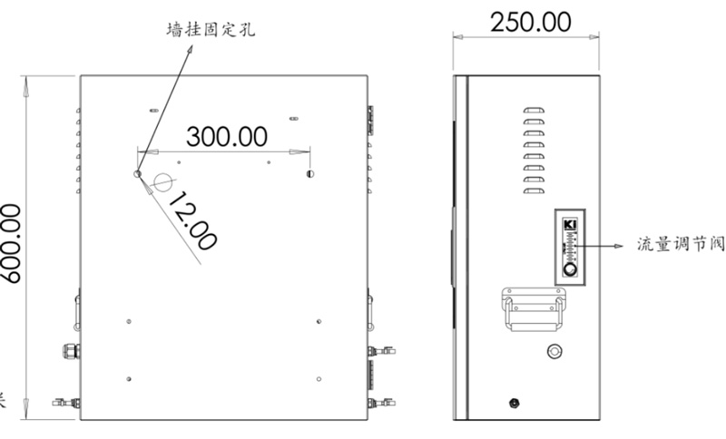 濁度PH電導(dǎo)率溫度四參數(shù)在線監(jiān)測儀側(cè)視圖