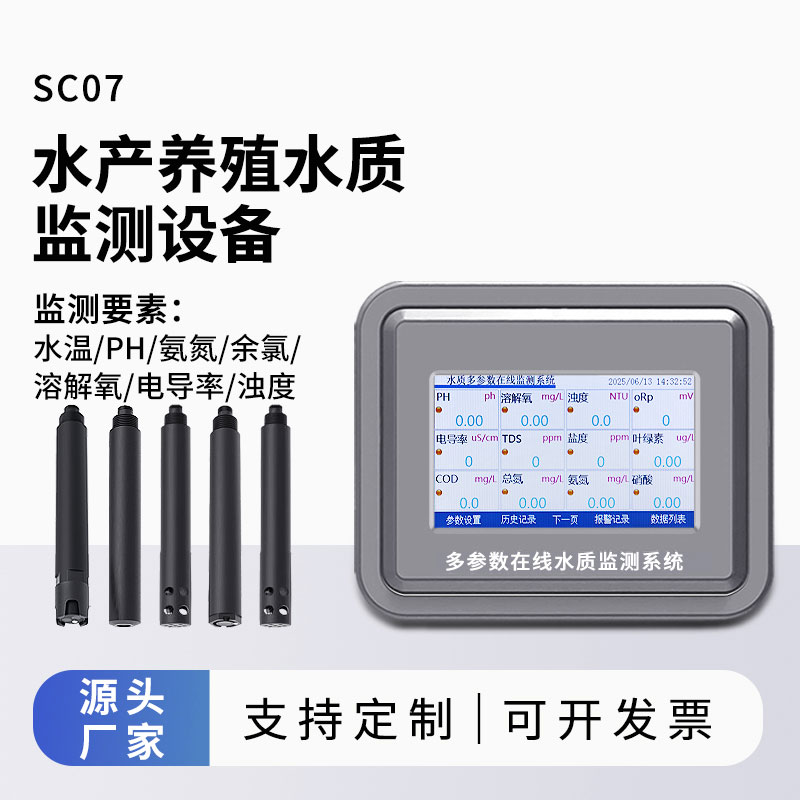 水產(chǎn)水質(zhì)監(jiān)測(cè)參數(shù)（水溫、ph、氨氮、余氯、溶解氧、電導(dǎo)率、濁度）